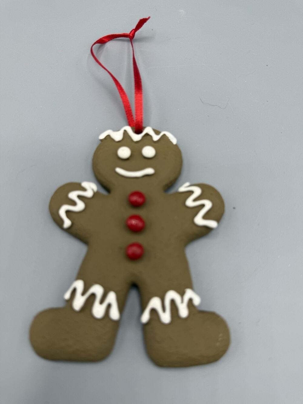 Gingerbread Man Christmas Ornament 4” Brown Red White Holiday Tree Decor